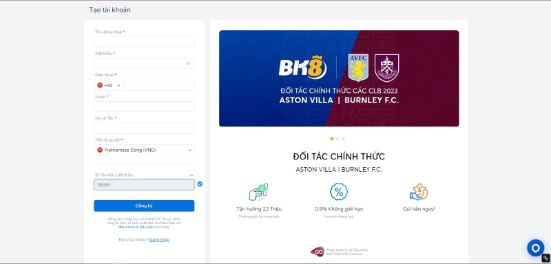 Hướng dẫn đăng ký tài khoản BK8 cực chi tiết